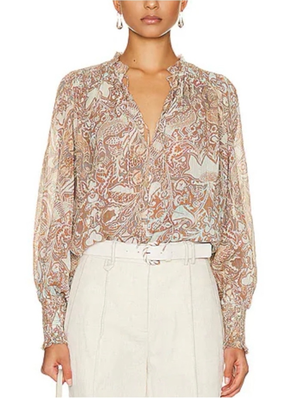 Ulla Johnson Ida blouse feldspar print w metallic thread